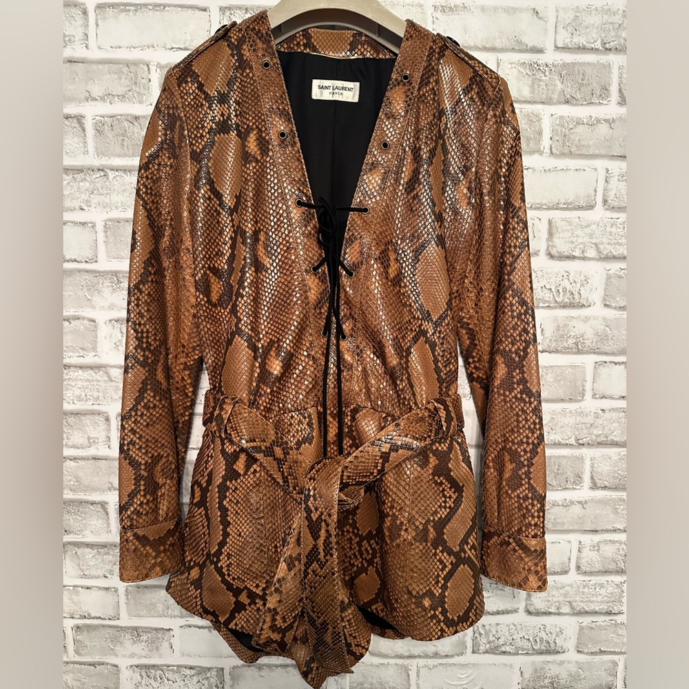 Saint Laurent Paris Python Leather Belted Playsui… - image 6